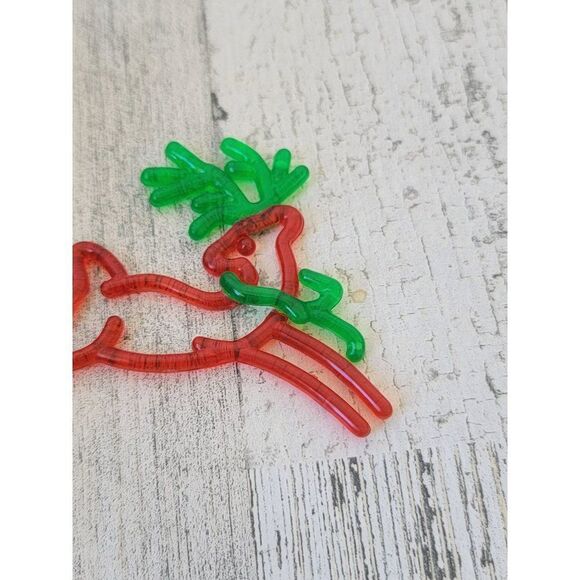 Green red plastic jumping reindeer ornament Xmas decor - Picture 2 of 6